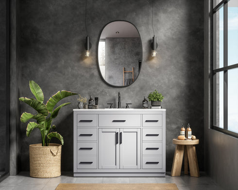 Elegant Lighting Alden Vanity Cabinet 2Dr7Dw 48 Inch W x 22 Inch D x 35 Inch H in Grey Model: VF29748GR