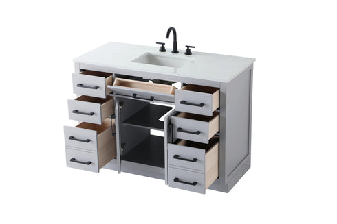 Elegant Lighting Alden Vanity Cabinet 2Dr7Dw 48 Inch W x 22 Inch D x 35 Inch H in Grey Model: VF29748GR