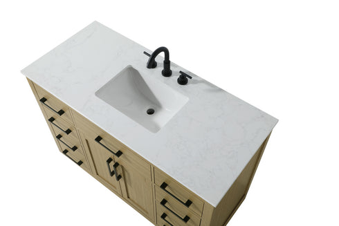 Elegant Lighting Alden Vanity Cabinet 2Dr7Dw 48 Inch W x 22 Inch D x 35 Inch H in Honey Brown Model: VF29748MHB