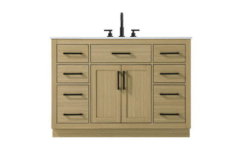 Elegant Lighting Alden Vanity Cabinet 2Dr7Dw 48 Inch W x 22 Inch D x 35 Inch H in Honey Brown Model: VF29748MHB