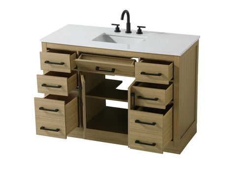 Elegant Lighting Alden Vanity Cabinet 2Dr7Dw 48 Inch W x 22 Inch D x 35 Inch H in Honey Brown Model: VF29748MHB