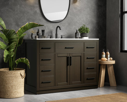 Elegant Lighting Alden Vanity Cabinet 2Dr7Dw 48 Inch W x 22 Inch D x 35 Inch H in Mocha Brown Model: VF29748MMB