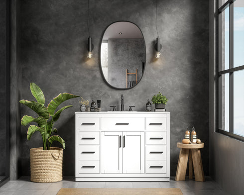 Elegant Lighting Alden Vanity Cabinet 2Dr7Dw 48 Inch W x 22 Inch D x 35 Inch H in White Model: VF29748WH