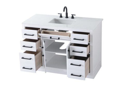 Elegant Lighting Alden Vanity Cabinet 2Dr7Dw 48 Inch W x 22 Inch D x 35 Inch H in White Model: VF29748WH
