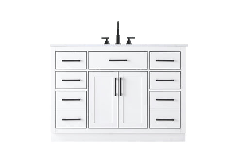 Elegant Lighting Alden Vanity Cabinet 2Dr7Dw 48 Inch W x 22 Inch D x 35 Inch H in White Model: VF29748WH