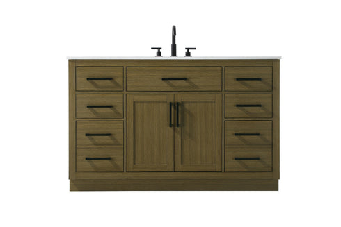 Elegant Lighting Alden Vanity Cabinet 2Dr7Dw 54 Inch W x 22 Inch D x 35 Inch H in Chestnut Brown Model: VF29754MCB