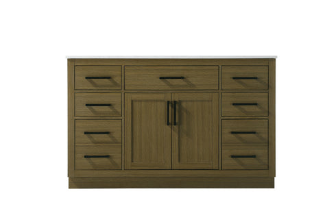 Elegant Lighting Alden Vanity Cabinet 2Dr7Dw 54 Inch W x 22 Inch D x 35 Inch H in Chestnut Brown Model: VF29754MCB