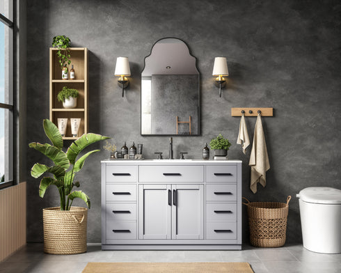 Elegant Lighting Alden Vanity Cabinet 2Dr7Dw 54 Inch W x 22 Inch D x 35 Inch H in Grey Model: VF29754GR