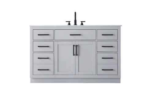 Elegant Lighting Alden Vanity Cabinet 2Dr7Dw 54 Inch W x 22 Inch D x 35 Inch H in Grey Model: VF29754GR