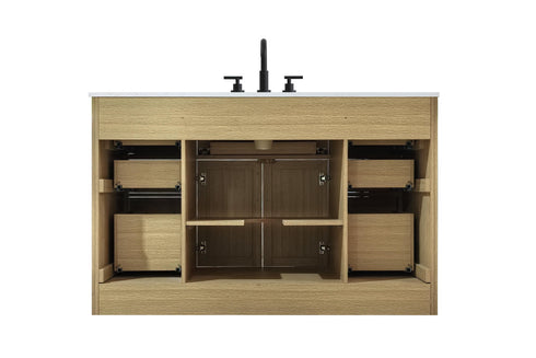 Elegant Lighting Alden Vanity Cabinet 2Dr7Dw 54 Inch W x 22 Inch D x 35 Inch H in Honey Brown Model: VF29754MHB