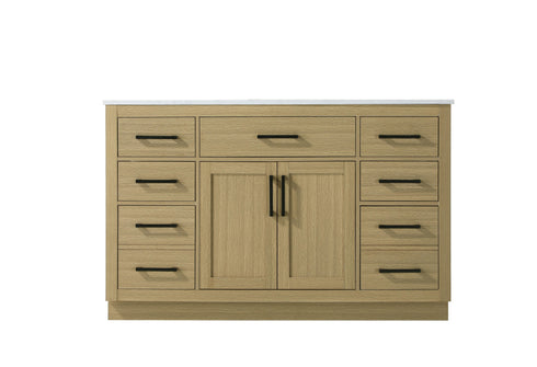 Elegant Lighting Alden Vanity Cabinet 2Dr7Dw 54 Inch W x 22 Inch D x 35 Inch H in Honey Brown Model: VF29754MHB