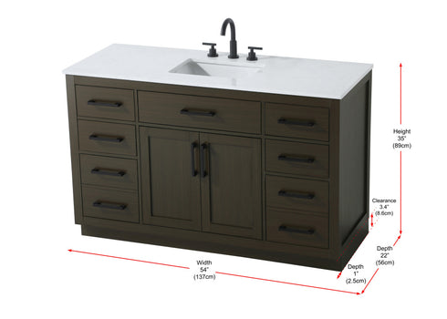 Elegant Lighting Alden Vanity Cabinet 2Dr7Dw 54 Inch W x 22 Inch D x 35 Inch H in Mocha Brown Model: VF29754MMB