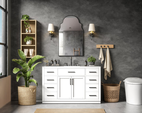 Elegant Lighting Alden Vanity Cabinet 2Dr7Dw 54 Inch W x 22 Inch D x 35 Inch H in White Model: VF29754WH