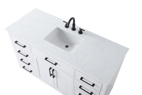 Elegant Lighting Alden Vanity Cabinet 2Dr7Dw 54 Inch W x 22 Inch D x 35 Inch H in White Model: VF29754WH