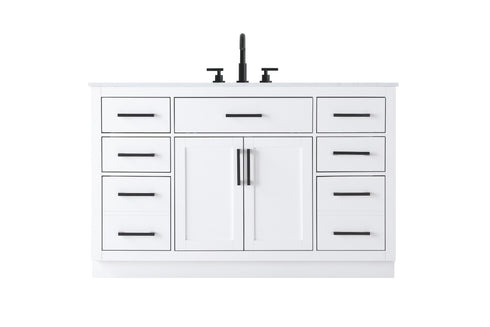 Elegant Lighting Alden Vanity Cabinet 2Dr7Dw 54 Inch W x 22 Inch D x 35 Inch H in White Model: VF29754WH