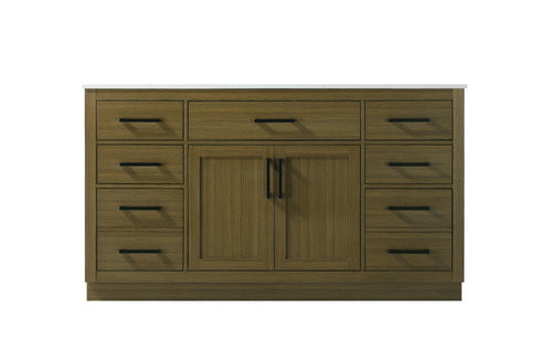 Elegant Lighting Alden Vanity Cabinet 2Dr7Dw 60 Inch W x 22 Inch D x 35 Inch H in Chestnut Brown Model: VF29760MCB