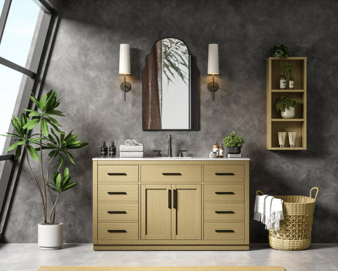 Elegant Lighting Alden Vanity Cabinet 2Dr7Dw 60 Inch W x 22 Inch D x 35 Inch H in Honey Brown Model: VF29760MHB