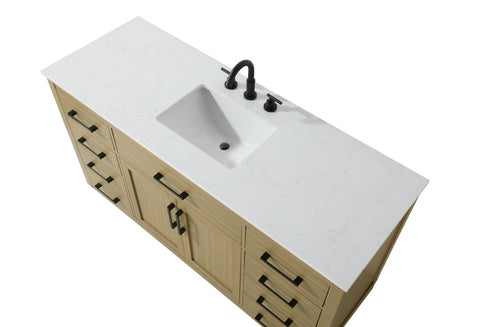 Elegant Lighting Alden Vanity Cabinet 2Dr7Dw 60 Inch W x 22 Inch D x 35 Inch H in Honey Brown Model: VF29760MHB