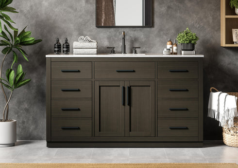 Elegant Lighting Alden Vanity Cabinet 2Dr7Dw 60 Inch W x 22 Inch D x 35 Inch H in Mocha Brown Model: VF29760MMB
