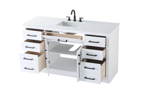 Elegant Lighting Alden Vanity Cabinet 2Dr7Dw 60 Inch W x 22 Inch D x 35 Inch H in White Model: VF29760WH