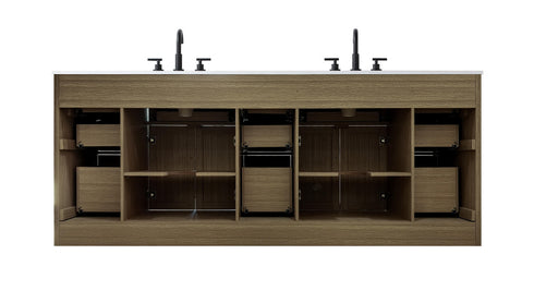 Elegant Lighting Alden Vanity Cabinet 4Dr11Dw 84 Inch W x 22 Inch D x 35 Inch H in Chestnut Brown Model: VF29784DMCB