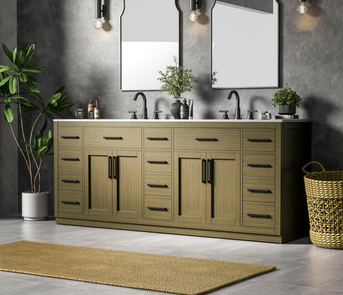 Elegant Lighting Alden Vanity Cabinet 4Dr11Dw 84 Inch W x 22 Inch D x 35 Inch H in Chestnut Brown Model: VF29784DMCB