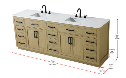 Elegant Lighting Alden Vanity Cabinet 4Dr11Dw 84 Inch W x 22 Inch D x 35 Inch H in Honey Brown Model: VF29784DMHB