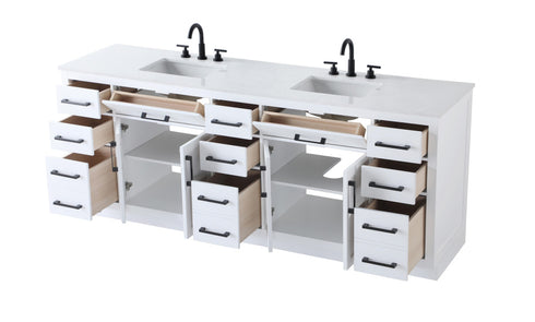 Elegant Lighting Alden Vanity Cabinet 4Dr11Dw 84 Inch W x 22 Inch D x 35 Inch H in White Model: VF29784DWH