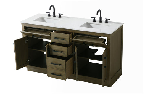 Elegant Lighting Alden Vanity Cabinet 4Dr5Dw 60 Inch W x 22 Inch D x 35 Inch H in Chestnut Brown Model: VF29760DMCB