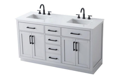 Elegant Lighting Alden Vanity Cabinet 4Dr5Dw 60 Inch W x 22 Inch D x 35 Inch H in Grey Model: VF29760DGR
