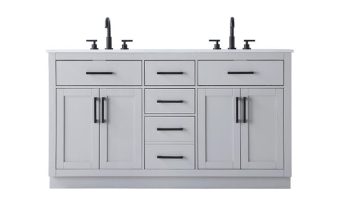 Elegant Lighting Alden Vanity Cabinet 4Dr5Dw 60 Inch W x 22 Inch D x 35 Inch H in Grey Model: VF29760DGR