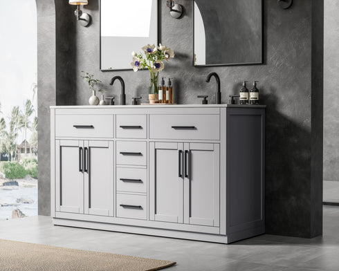 Elegant Lighting Alden Vanity Cabinet 4Dr5Dw 60 Inch W x 22 Inch D x 35 Inch H in Grey Model: VF29760DGR