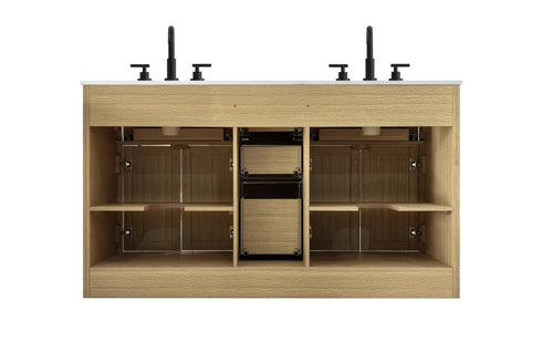 Elegant Lighting Alden Vanity Cabinet 4Dr5Dw 60 Inch W x 22 Inch D x 35 Inch H in Honey Brown Model: VF29760DMHB