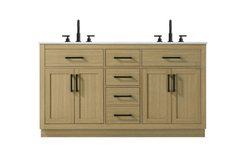Elegant Lighting Alden Vanity Cabinet 4Dr5Dw 60 Inch W x 22 Inch D x 35 Inch H in Honey Brown Model: VF29760DMHB