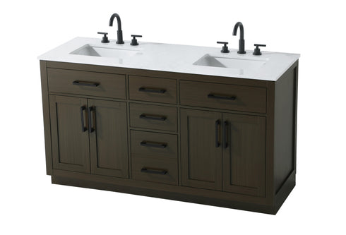 Elegant Lighting Alden Vanity Cabinet 4Dr5Dw 60 Inch W x 22 Inch D x 35 Inch H in Mocha Brown Model: VF29760DMMB