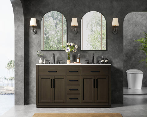 Elegant Lighting Alden Vanity Cabinet 4Dr5Dw 60 Inch W x 22 Inch D x 35 Inch H in Mocha Brown Model: VF29760DMMB