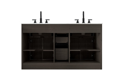 Elegant Lighting Alden Vanity Cabinet 4Dr5Dw 60 Inch W x 22 Inch D x 35 Inch H in Mocha Brown Model: VF29760DMMB