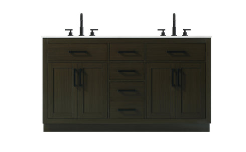 Elegant Lighting Alden Vanity Cabinet 4Dr5Dw 60 Inch W x 22 Inch D x 35 Inch H in Mocha Brown Model: VF29760DMMB