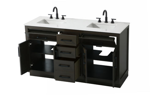 Elegant Lighting Alden Vanity Cabinet 4Dr5Dw 60 Inch W x 22 Inch D x 35 Inch H in Mocha Brown Model: VF29760DMMB