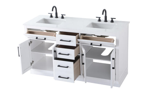 Elegant Lighting Alden Vanity Cabinet 4Dr5Dw 60 Inch W x 22 Inch D x 35 Inch H in White Model: VF29760DWH