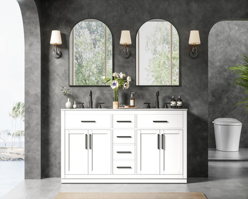 Elegant Lighting Alden Vanity Cabinet 4Dr5Dw 60 Inch W x 22 Inch D x 35 Inch H in White Model: VF29760DWH