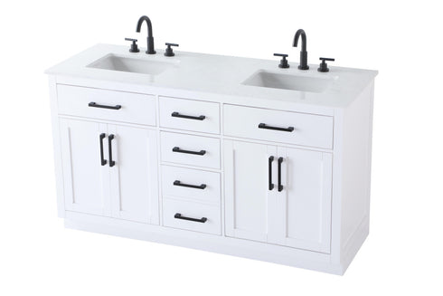 Elegant Lighting Alden Vanity Cabinet 4Dr5Dw 60 Inch W x 22 Inch D x 35 Inch H in White Model: VF29760DWH