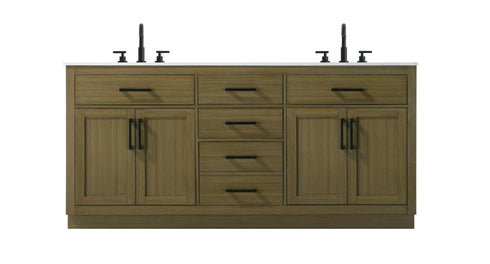 Elegant Lighting Alden Vanity Cabinet 4Dr5Dw 72 Inch W x 22 Inch D x 35 Inch H in Chestnut Brown Model: VF29772DMCB