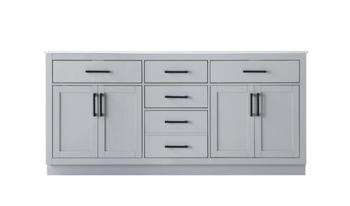 Elegant Lighting Alden Vanity Cabinet 4Dr5Dw 72 Inch W x 22 Inch D x 35 Inch H in Grey Model: VF29772DGR