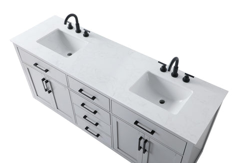 Elegant Lighting Alden Vanity Cabinet 4Dr5Dw 72 Inch W x 22 Inch D x 35 Inch H in Grey Model: VF29772DGR
