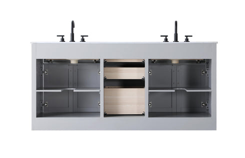 Elegant Lighting Alden Vanity Cabinet 4Dr5Dw 72 Inch W x 22 Inch D x 35 Inch H in Grey Model: VF29772DGR