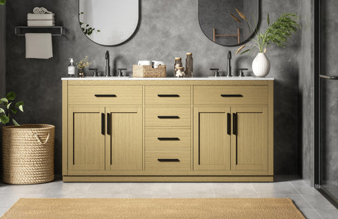 Elegant Lighting Alden Vanity Cabinet 4Dr5Dw 72 Inch W x 22 Inch D x 35 Inch H in Honey Brown Model: VF29772DMHB