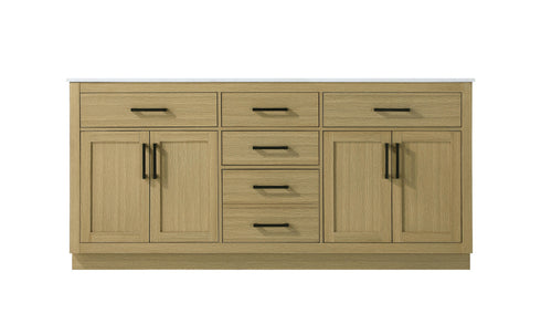 Elegant Lighting Alden Vanity Cabinet 4Dr5Dw 72 Inch W x 22 Inch D x 35 Inch H in Honey Brown Model: VF29772DMHB