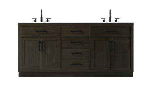 Elegant Lighting Alden Vanity Cabinet 4Dr5Dw 72 Inch W x 22 Inch D x 35 Inch H in Mocha Brown Model: VF29772DMMB