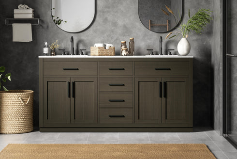 Elegant Lighting Alden Vanity Cabinet 4Dr5Dw 72 Inch W x 22 Inch D x 35 Inch H in Mocha Brown Model: VF29772DMMB